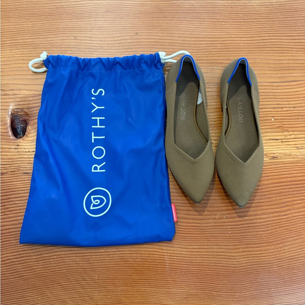 Rothy's Women's Brown Flats with Blue Accents